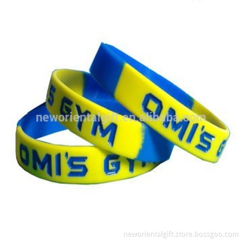 Deboss Colorfilled Silicone Bracelets Segmented filled Silicone Wristbands